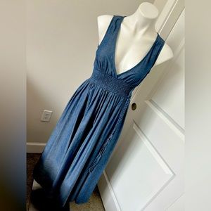 M Blue Plunge Summer Mid calf Beautiful dress…